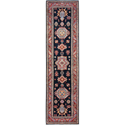 Kazak Wool Hand Knotted Rug Blue Red 2.7X10.1 -O086451