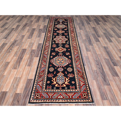Kazak Wool Hand Knotted Rug Blue Red 2.7X10.1 -O086451