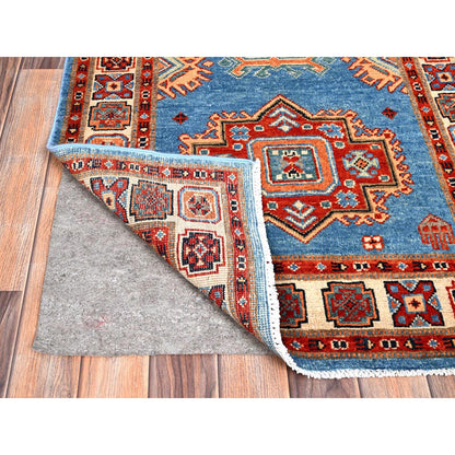 Kazak Wool Hand Knotted Rug Blue Ivory 2.10X9.7 -O086452
