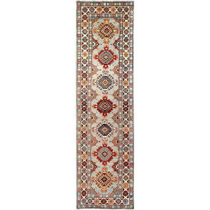 Kazak Wool Hand Knotted Rug Grey Ivory 2.8X9.5 -O086454
