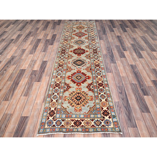 Kazak Wool Hand Knotted Rug Grey Ivory 2.8X9.5 -O086454