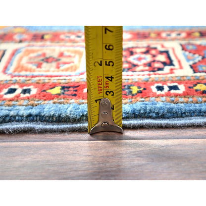 Kazak Wool Hand Knotted Rug Blue Ivory 2.9X9.5 -O086455