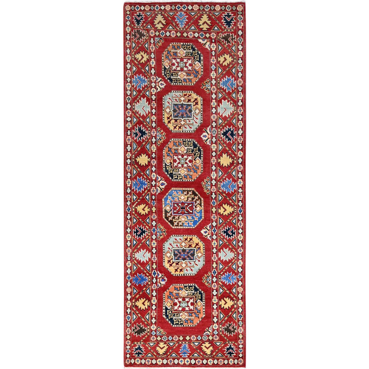 Red 2'7" x 8'0" Kazak Hand knotted Wool Rug - Sku: O086457