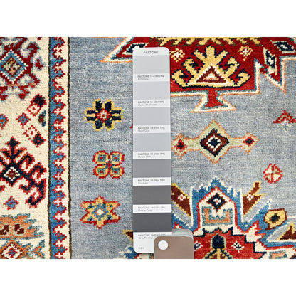 Kazak Wool Hand Knotted Rug Grey Ivory 2.9X9.8 -O086459