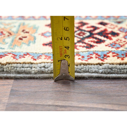 Kazak Wool Hand Knotted Rug Grey Ivory 2.9X9.8 -O086459