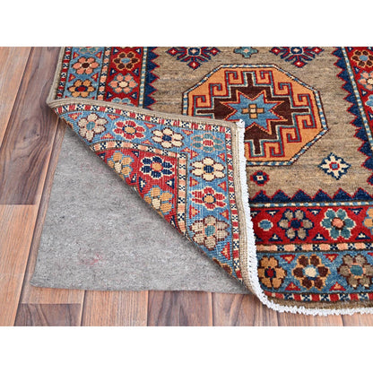 Kazak Wool Hand Knotted Rug Beige Red 2.7X9.8 -O086460