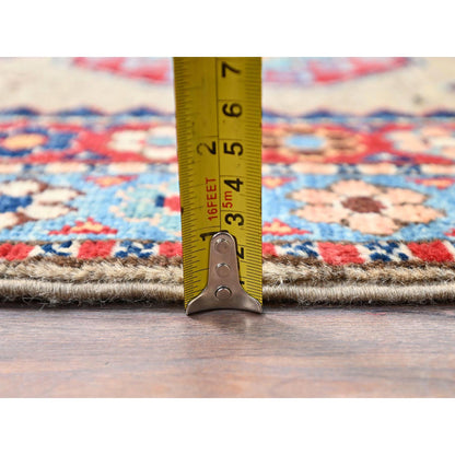 Kazak Wool Hand Knotted Rug Beige Red 2.7X9.8 -O086460
