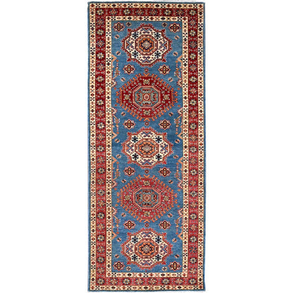 Kazak Wool Hand Knotted Rug Blue Red 2.8X7.10 -O086461