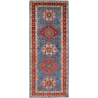 Kazak Wool Hand Knotted Rug Blue Red 2.8X7.10 -O086461