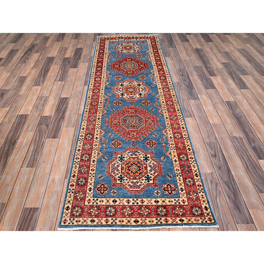Kazak Wool Hand Knotted Rug Blue Red 2.8X7.10 -O086461