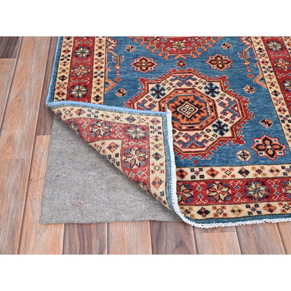 Kazak Wool Hand Knotted Rug Blue Red 2.8X7.10 -O086461
