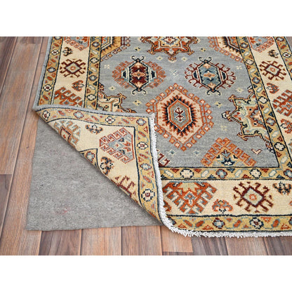 Kazak Wool Hand Knotted Rug Grey Beige 3.0X4.11 -O086463