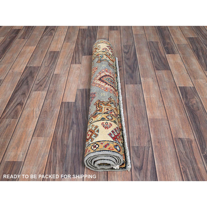 Kazak Wool Hand Knotted Rug Grey Beige 3.0X4.11 -O086463