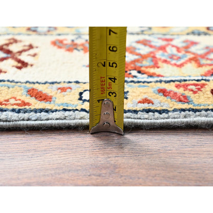 Kazak Wool Hand Knotted Rug Grey Beige 3.0X4.11 -O086463