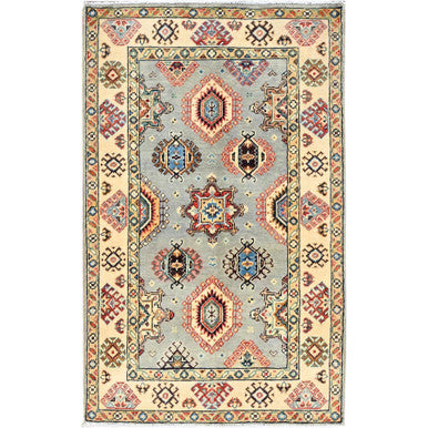 Kazak Wool Hand Knotted Rug Grey Beige 2.10X4.7 -O086466