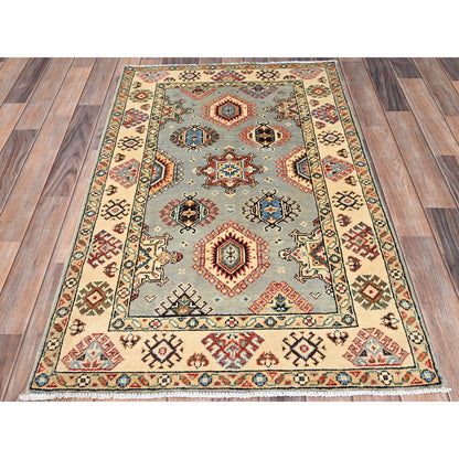 Kazak Wool Hand Knotted Rug Grey Beige 2.10X4.7 -O086466