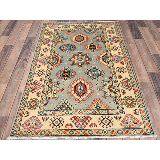 Kazak Wool Hand Knotted Rug Grey Beige 2.10X4.7 -O086466