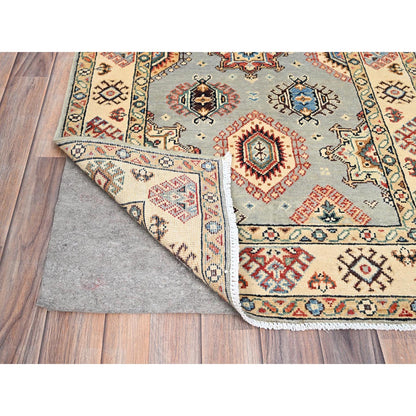 Kazak Wool Hand Knotted Rug Grey Beige 2.10X4.7 -O086466