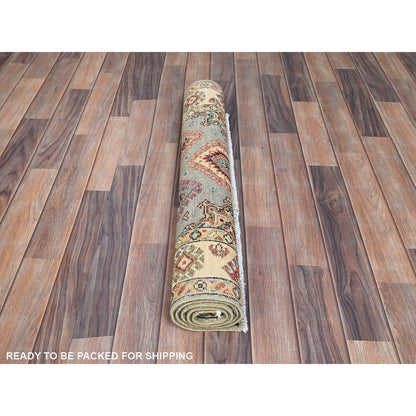 Kazak Wool Hand Knotted Rug Grey Beige 2.10X4.7 -O086466