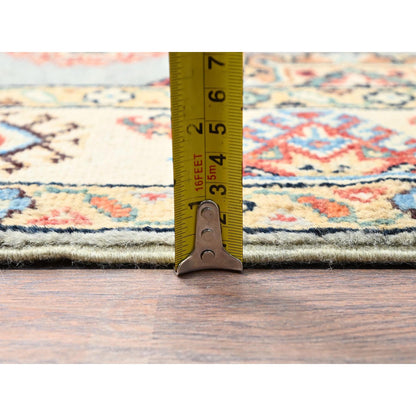 Kazak Wool Hand Knotted Rug Grey Beige 2.10X4.7 -O086466