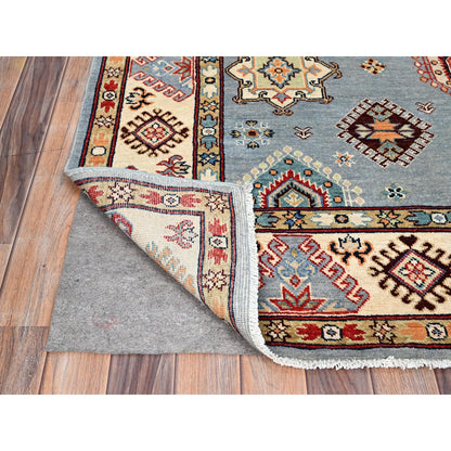Kazak Wool Hand Knotted Rug Grey Beige 5.7X7.5 -O086470