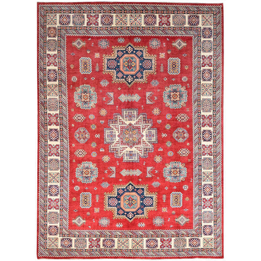 Kazak Wool Hand Knotted Rug Red Ivory 9.9X13.8 -O086471
