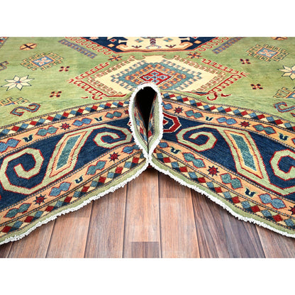 Kazak Wool Hand Knotted Rug Green Blue 8.1X9.6 -O086472