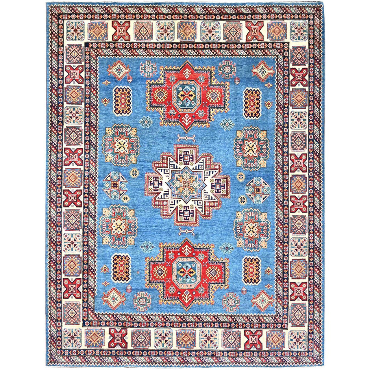Blue 8'11" x 11'8" Kazak Hand knotted Wool Rug - Sku: O086473