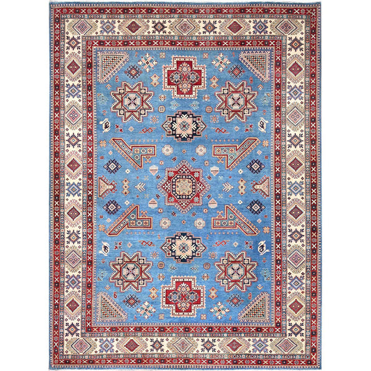 Kazak Wool Hand Knotted Rug Blue Ivory 10.0X13.8 -O086475