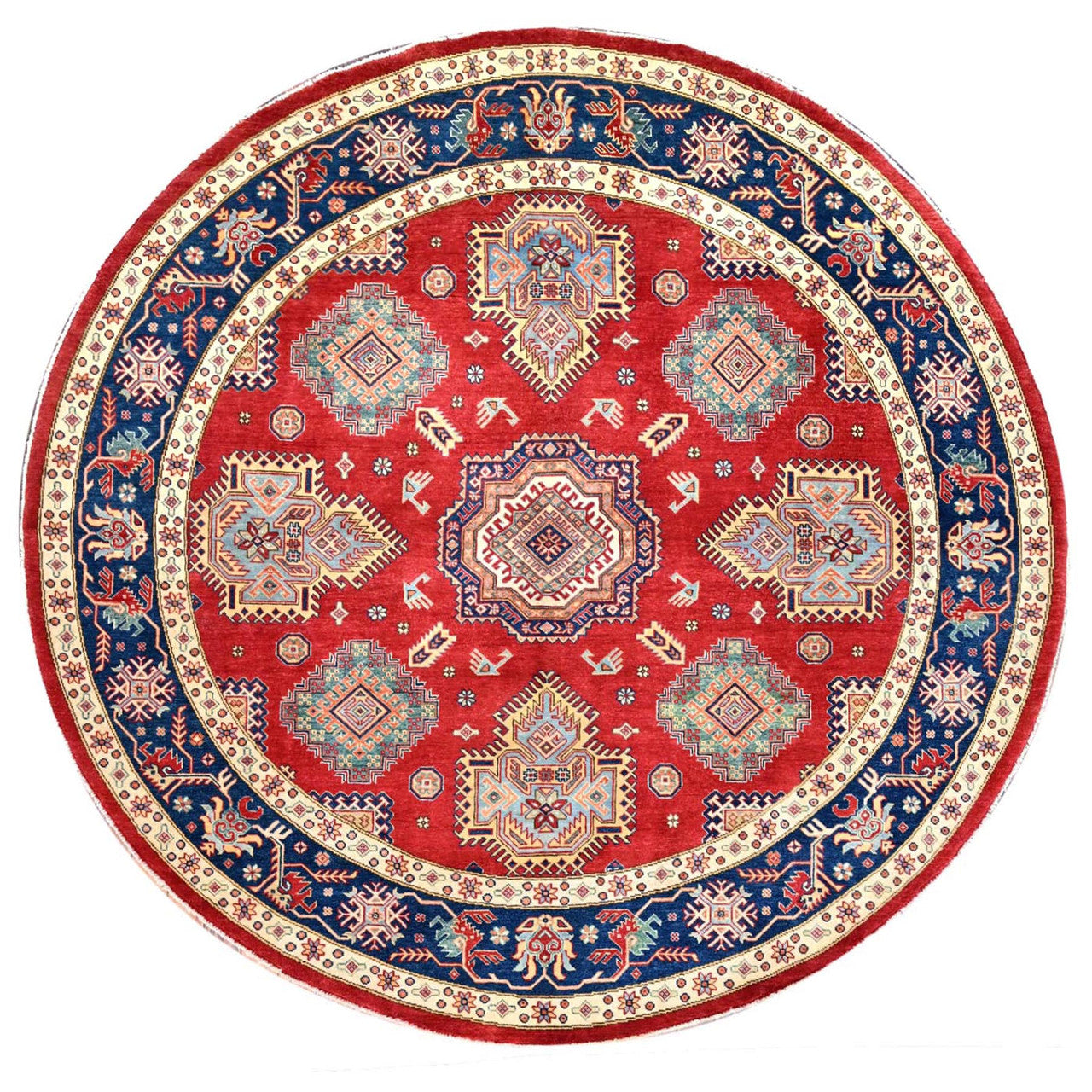 Kazak Wool Hand Knotted Rug Red Blue 8.10X8.11 -O086476