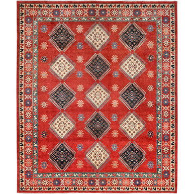 Kazak Wool Hand Knotted Rug Red Red 8.1X9.9 -O086478