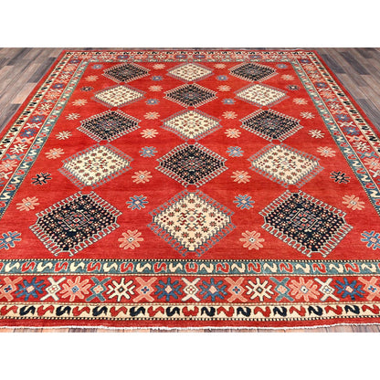 Kazak Wool Hand Knotted Rug Red Red 8.1X9.9 -O086478