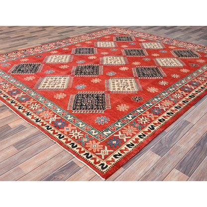 Kazak Wool Hand Knotted Rug Red Red 8.1X9.9 -O086478
