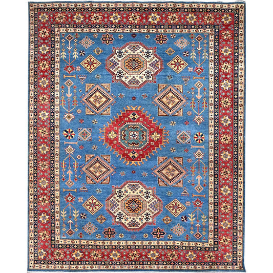 Kazak Wool Hand Knotted Rug Blue Red 9.2X11.4 -O086480