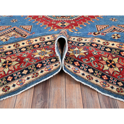 Kazak Wool Hand Knotted Rug Blue Red 9.2X11.4 -O086480