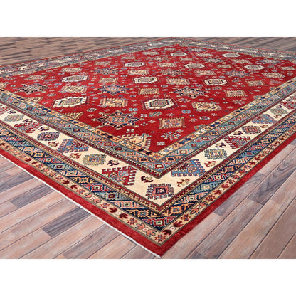 Kazak Wool Hand Knotted Rug Red Ivory 12.0X15.9 -O086484