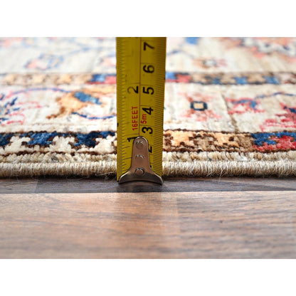 Tribal & Geometric Wool Hand Knotted Rug Beige Beige 2.7X9.5 -O086487