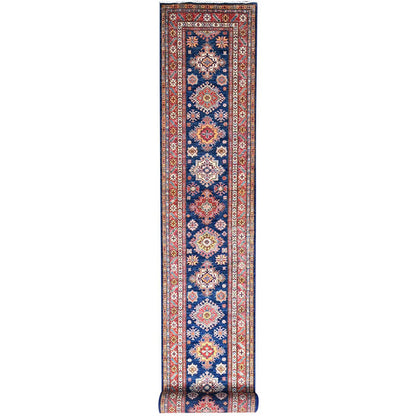 Kazak Wool Hand Knotted Rug Blue Red 2.9X26.3 -O086490