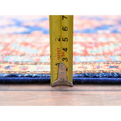 Kazak Wool Hand Knotted Rug Blue Red 2.9X26.3 -O086490
