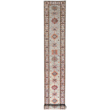 Kazak Wool Hand Knotted Rug Grey Ivory 2.8X22.6 -O086491