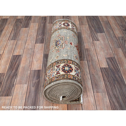 Kazak Wool Hand Knotted Rug Grey Ivory 2.8X22.6 -O086491