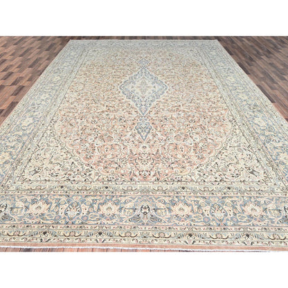 Overdyed & Vintage Wool Hand Knotted Rug Orange Gray 11.1X17.2 -O086493