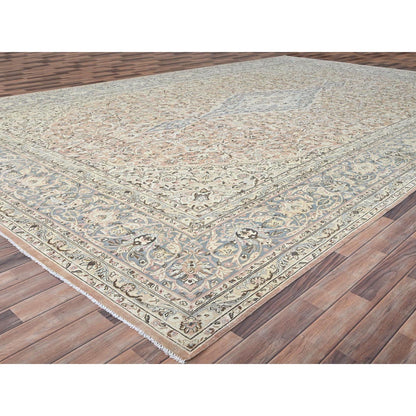 Overdyed & Vintage Wool Hand Knotted Rug Orange Gray 11.1X17.2 -O086493