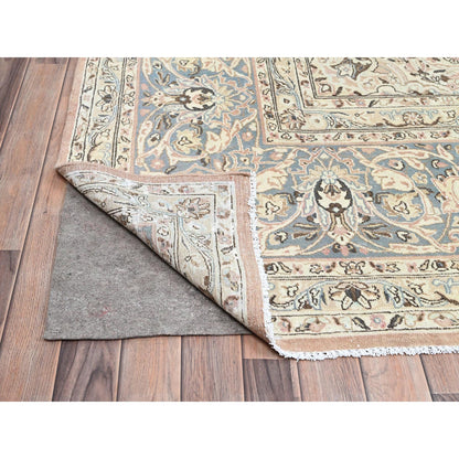 Overdyed & Vintage Wool Hand Knotted Rug Orange Gray 11.1X17.2 -O086493