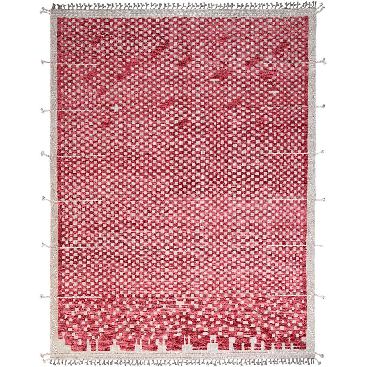 Red 9'1" x 12'5" Tribal & Geometric Hand knotted Wool Rug - Sku: O086500
