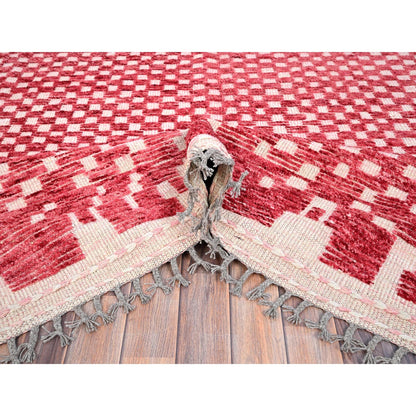Tribal & Geometric Wool Hand Knotted Rug Red Ivory 9.1X12.5 -O086500