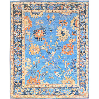 Oushak And Peshawar Wool Hand Knotted Rug Blue Blue 8.4X10.5 -O086504