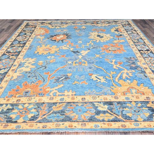 Oushak And Peshawar Wool Hand Knotted Rug Blue Blue 8.4X10.5 -O086504