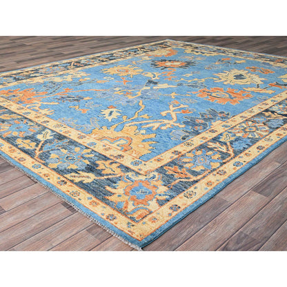 Oushak And Peshawar Wool Hand Knotted Rug Blue Blue 8.4X10.5 -O086504