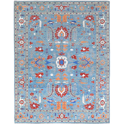 Oushak And Peshawar Wool Hand Knotted Rug Blue Light Blue 9.4X12.6 -O086505